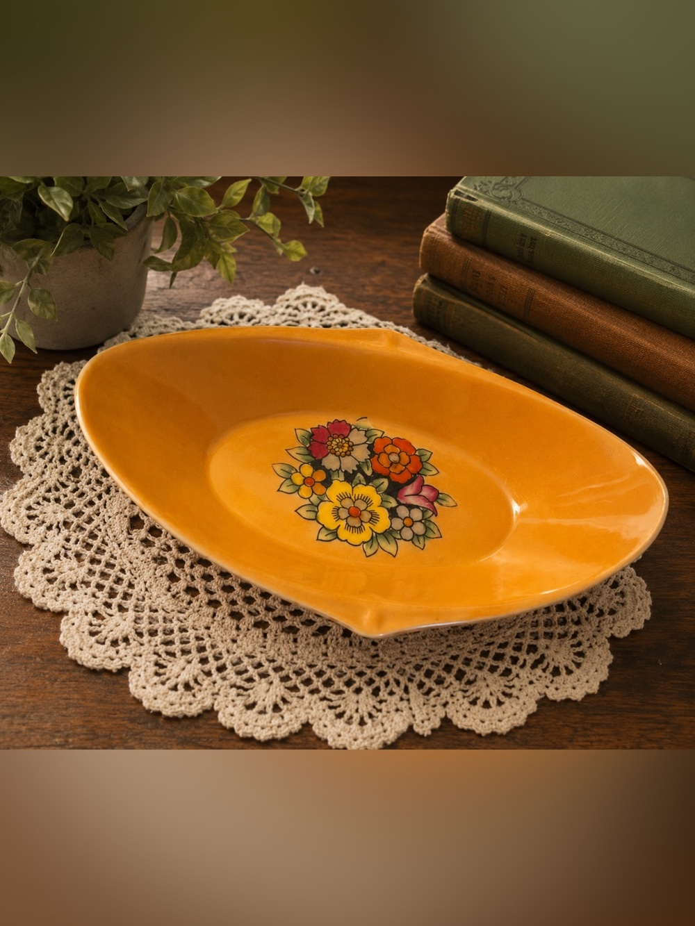Vintage Japan Noritake Orange Floral Serving Dish